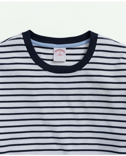 Cotton Crewneck Striped Long-Sleeve T-Shirt