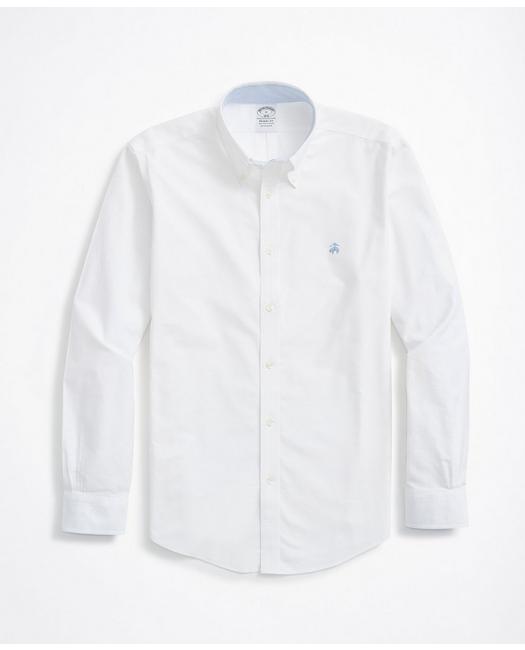 Brooks Brothers Stretch Regent Regular-fit Sport Shirt, Non-iron Oxford | White | Size 2xl