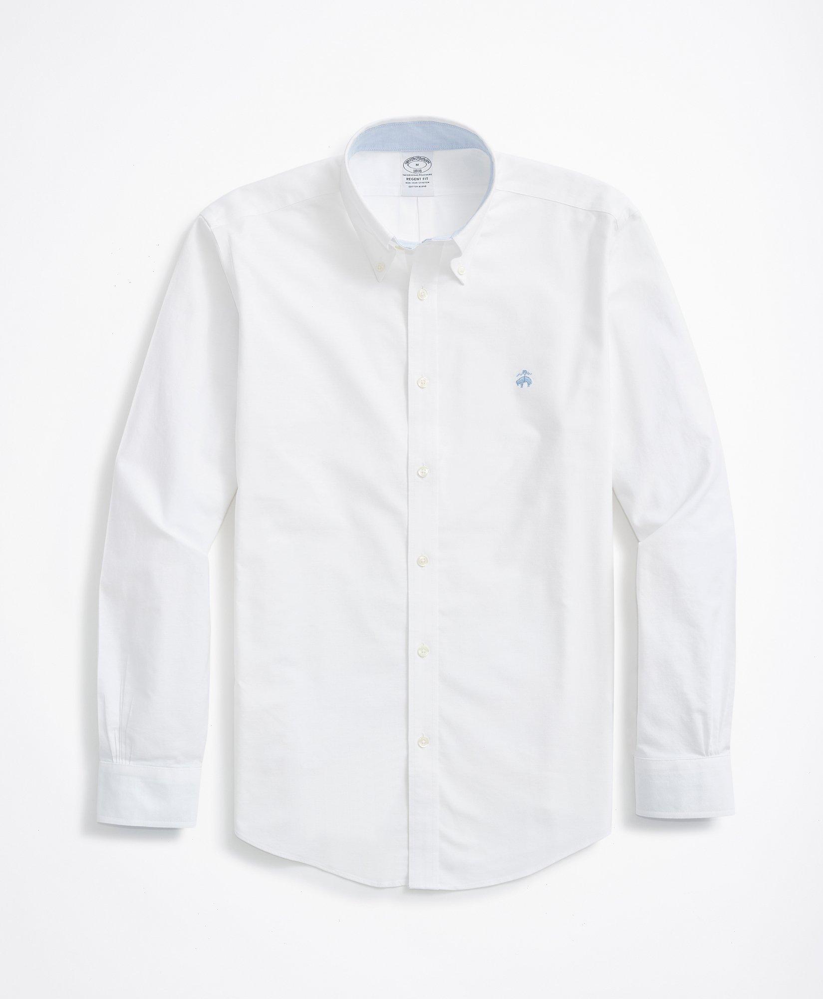 Brooks Brothers Stretch Regent Regular-fit Sport Shirt, Non-iron Oxford | White | Size Xl