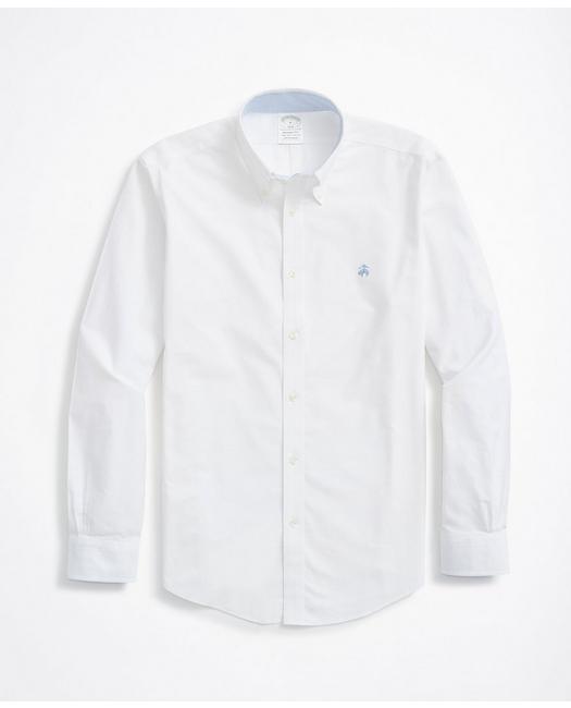 Brooks Brothers Stretch Milano Slim-fit Sport Shirt, Non-iron Oxford | White | Size Xl
