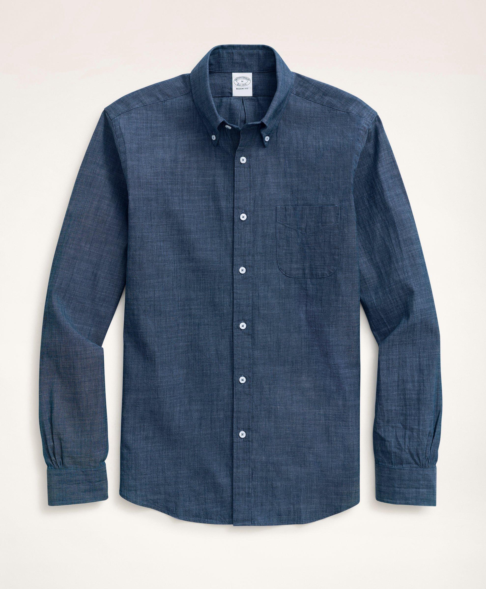 Brooks Brothers Regent Regular-fit Chambray Sport Shirt | Dark Blue | Size Xs