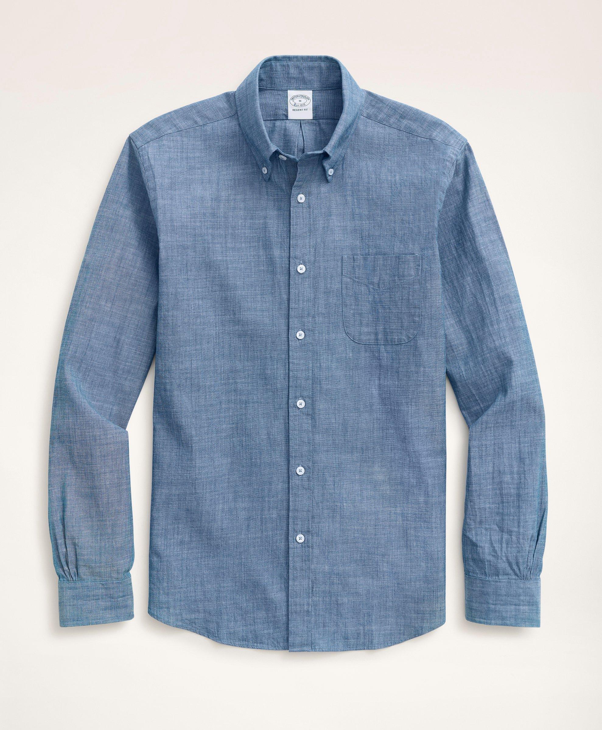 Brooks Brothers Regent Regular-fit Chambray Sport Shirt | Medium Blue | Size Xs