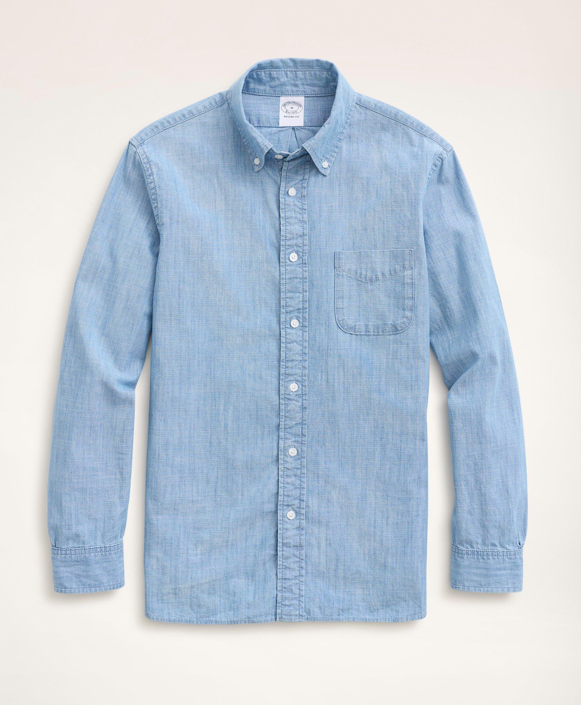 Brooks Brothers Regent Regular-fit Chambray Sport Shirt | Light Blue | Size Xs