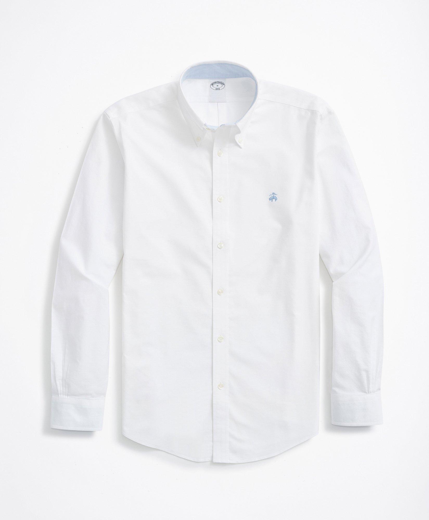 Brooks Brothers Stretch Non-iron Oxford Button-down Collar Sport Shirt In Ivory