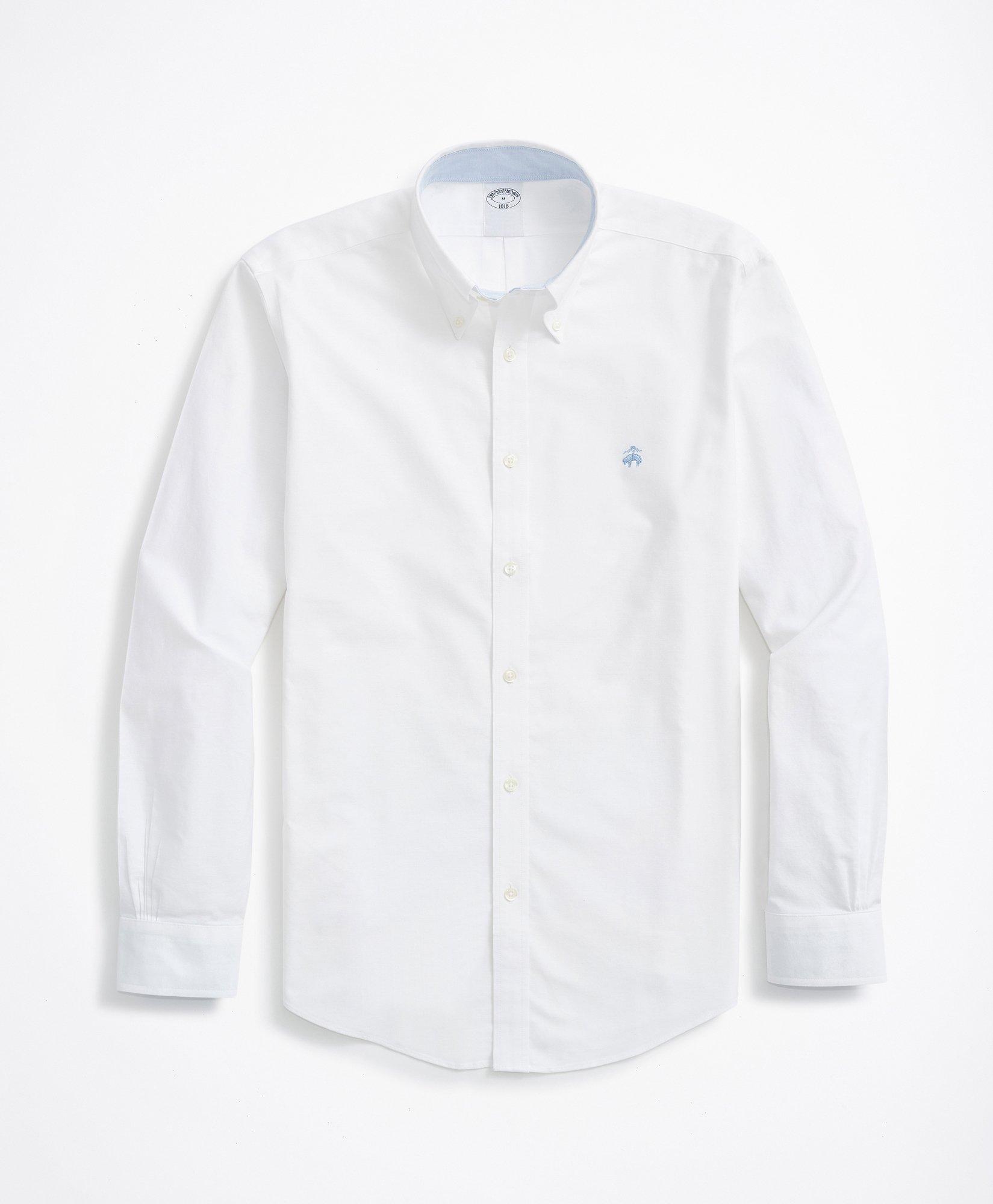 Shop Brooks Brothers Stretch Non-iron Oxford Button-down Collar Sport Shirt | Ivory | Size 2xl