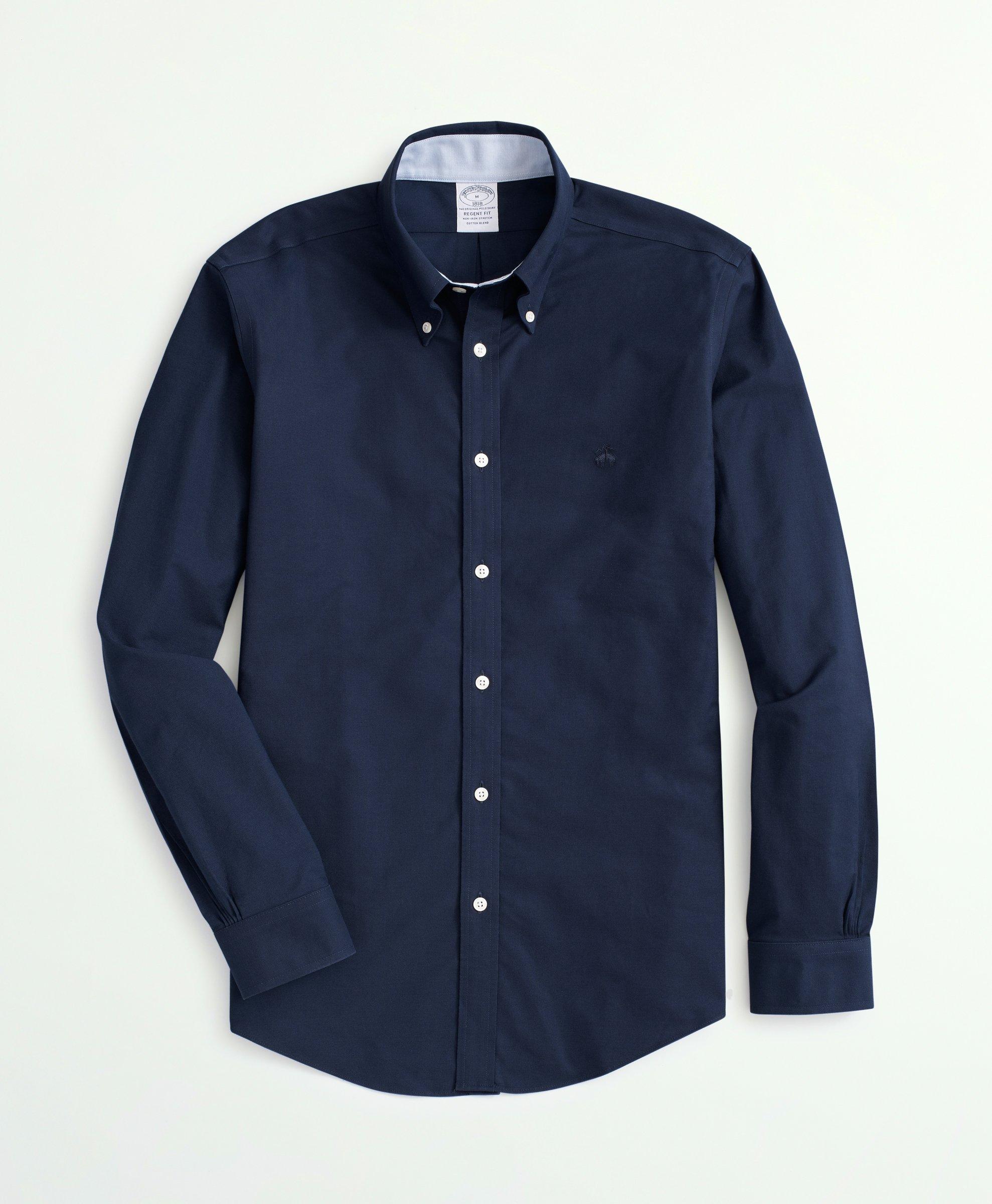 Brooks Brothers Stretch Non-iron Oxford Button-down Collar Sport Shirt | Navy | Size 2xl
