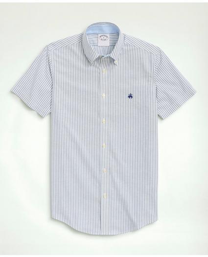 Stretch Non-Iron Oxford Button-Down Collar, Bengal Stripe Short- Sleeve Sport Shirt