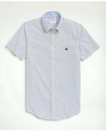 Stretch Non-Iron Oxford Button-Down Collar, Bengal Stripe Short- Sleeve Sport Shirt