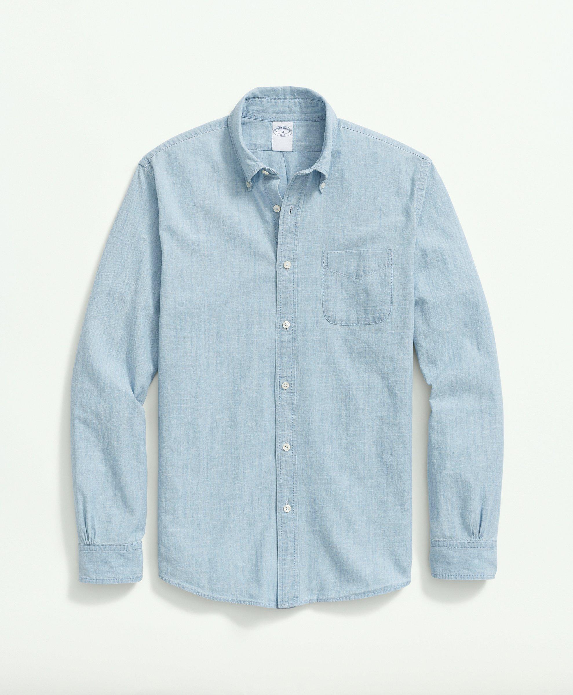 Brooks Brothers Cotton Chambray Button-down Collar Sport Shirt | Light Blue | Size 2xl