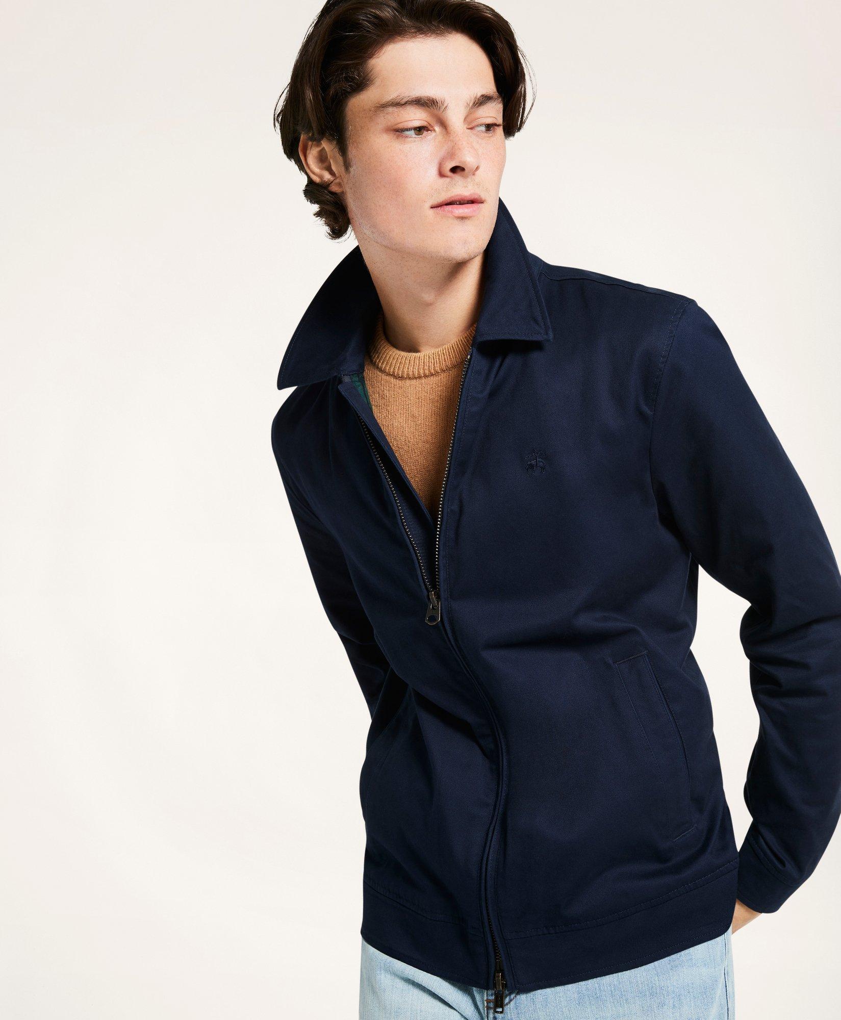 Brooks Brothers Stretch Cotton Twill Bomber Jacket In Navy