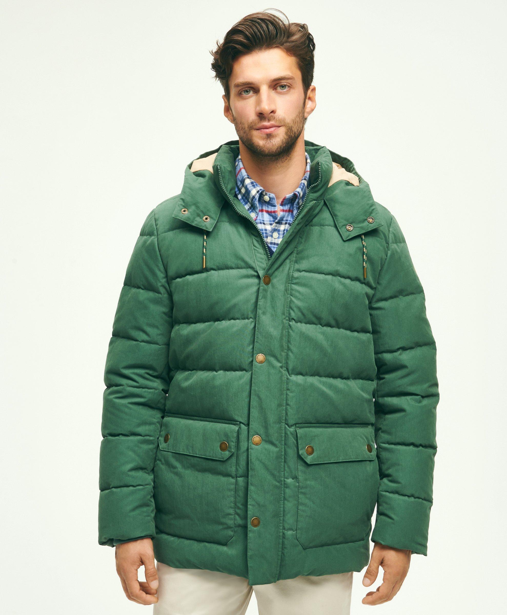 Brooks Brothers Down Hood Parka Jacket | Green | Size Large