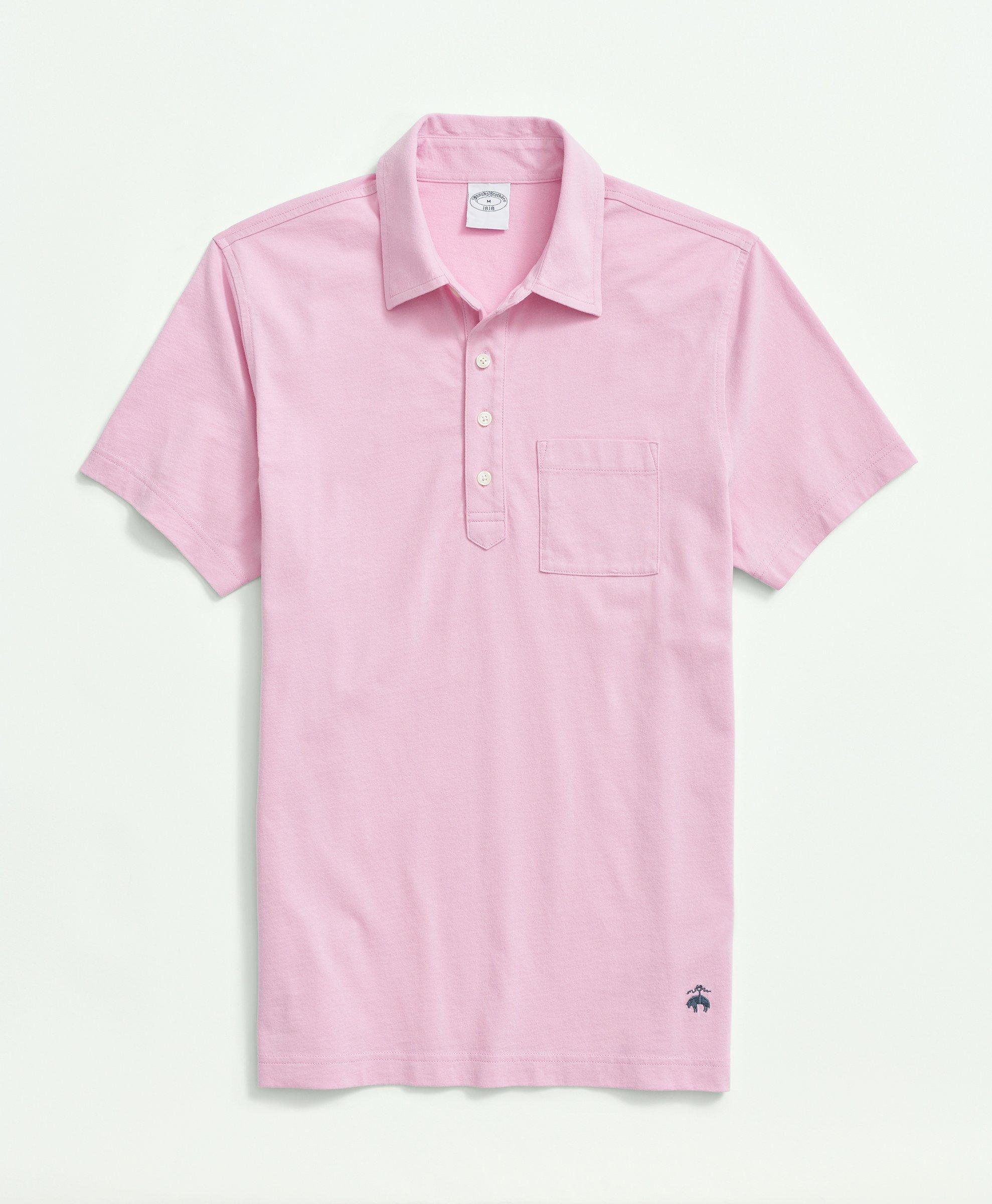 Brooks Brothers Washed Cotton Jersey Polo Shirt | Pink | Size Small