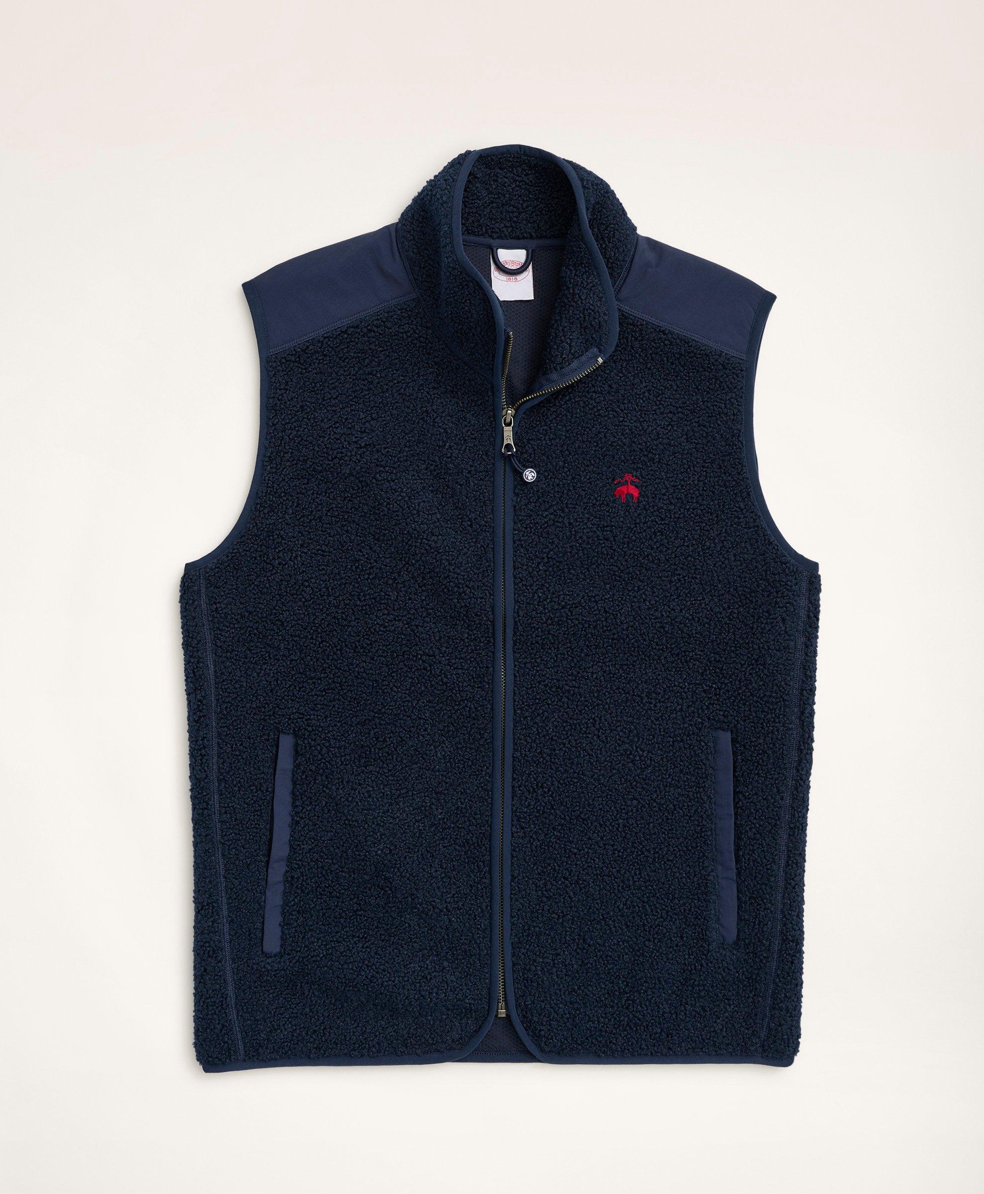 Shop Brooks Brothers Big & Tall Teddy Fleece Zip Vest | Navy | Size 3x Tall