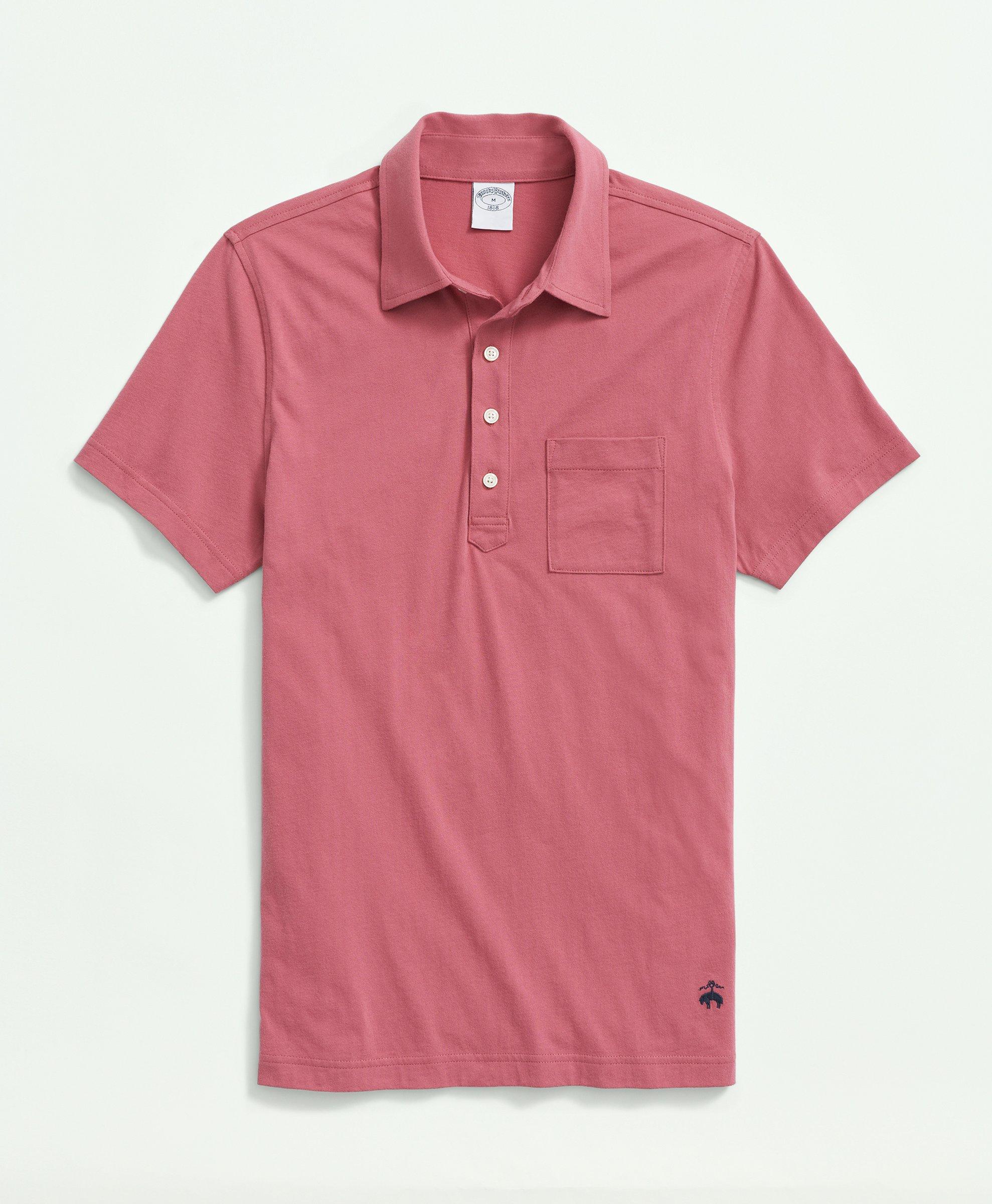 Brooks Brothers Washed Cotton Jersey Polo Shirt | Dark Pink | Size Xl