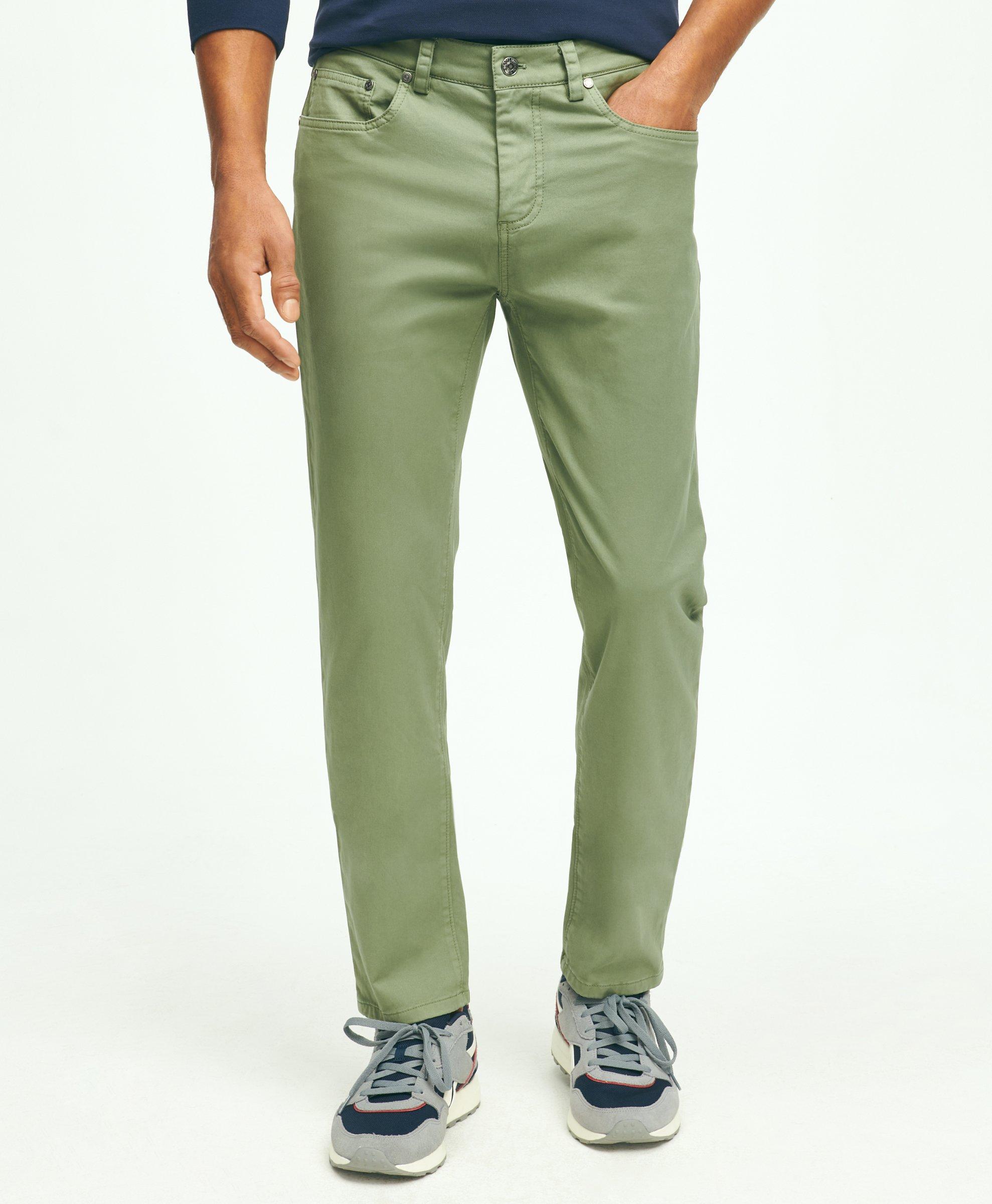 Brooks Brothers Slim Fit Five-pocket Stretch Cotton Garment Dyed Pants | Green | Size 38 30