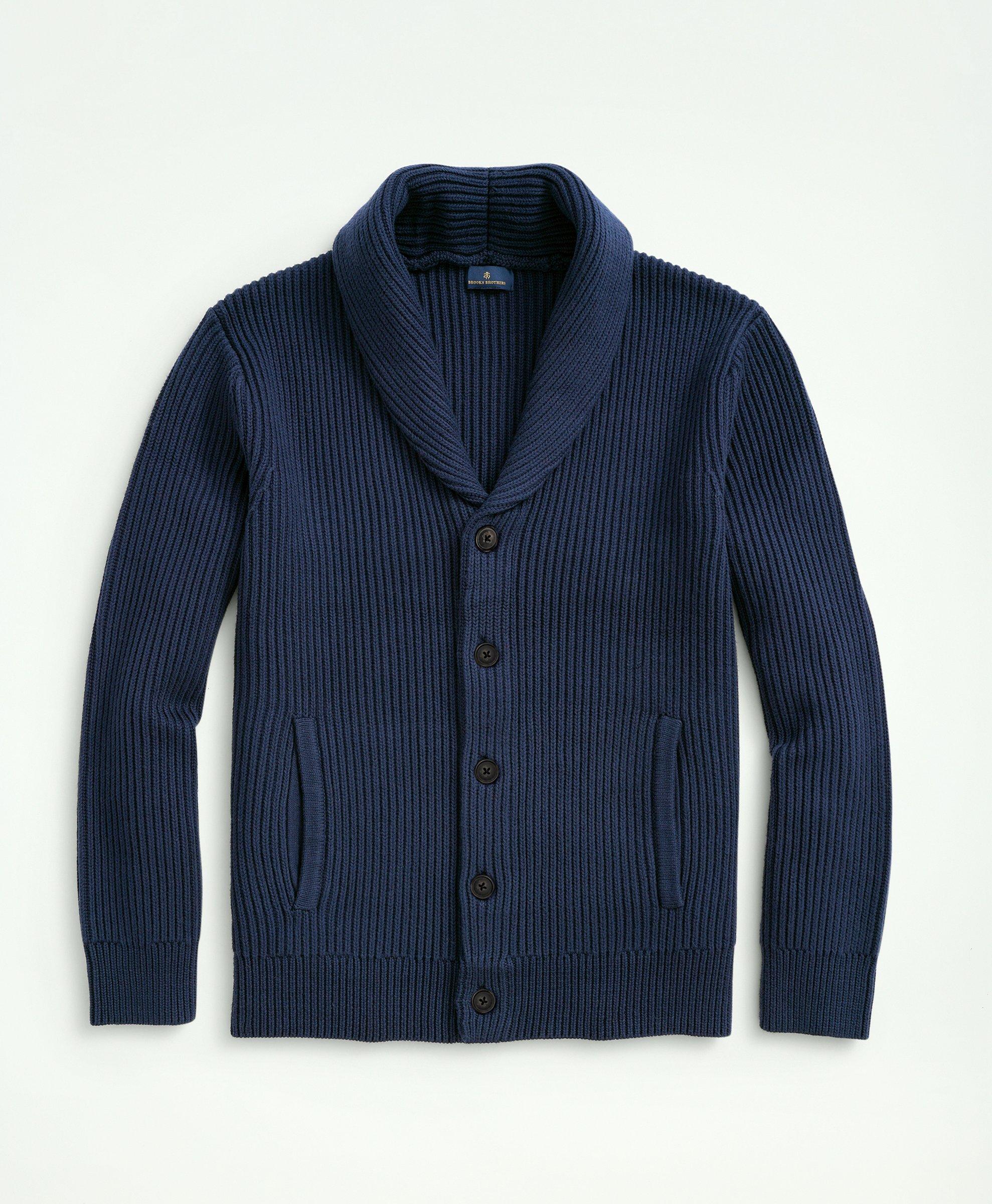 Navy blue shawl collar on sale sweater