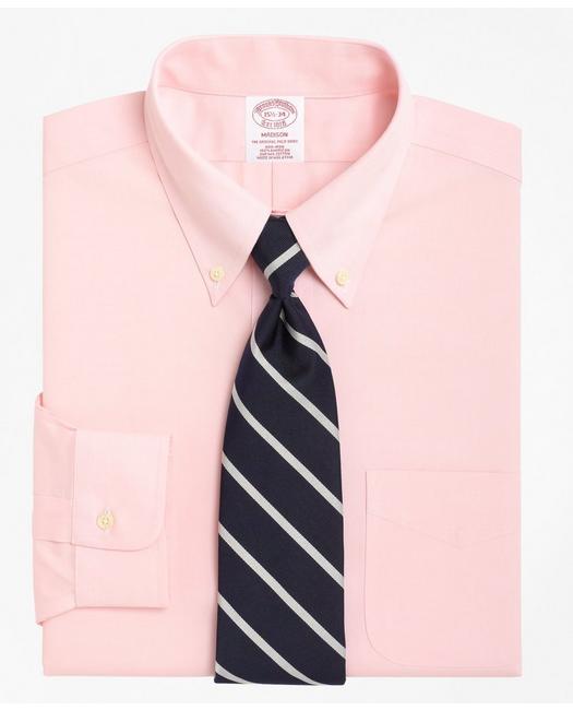 Brooks Brothers Madison Relaxed-fit Dress Shirt, Non-iron Button-down Collar | Pink | Size 14½ 33
