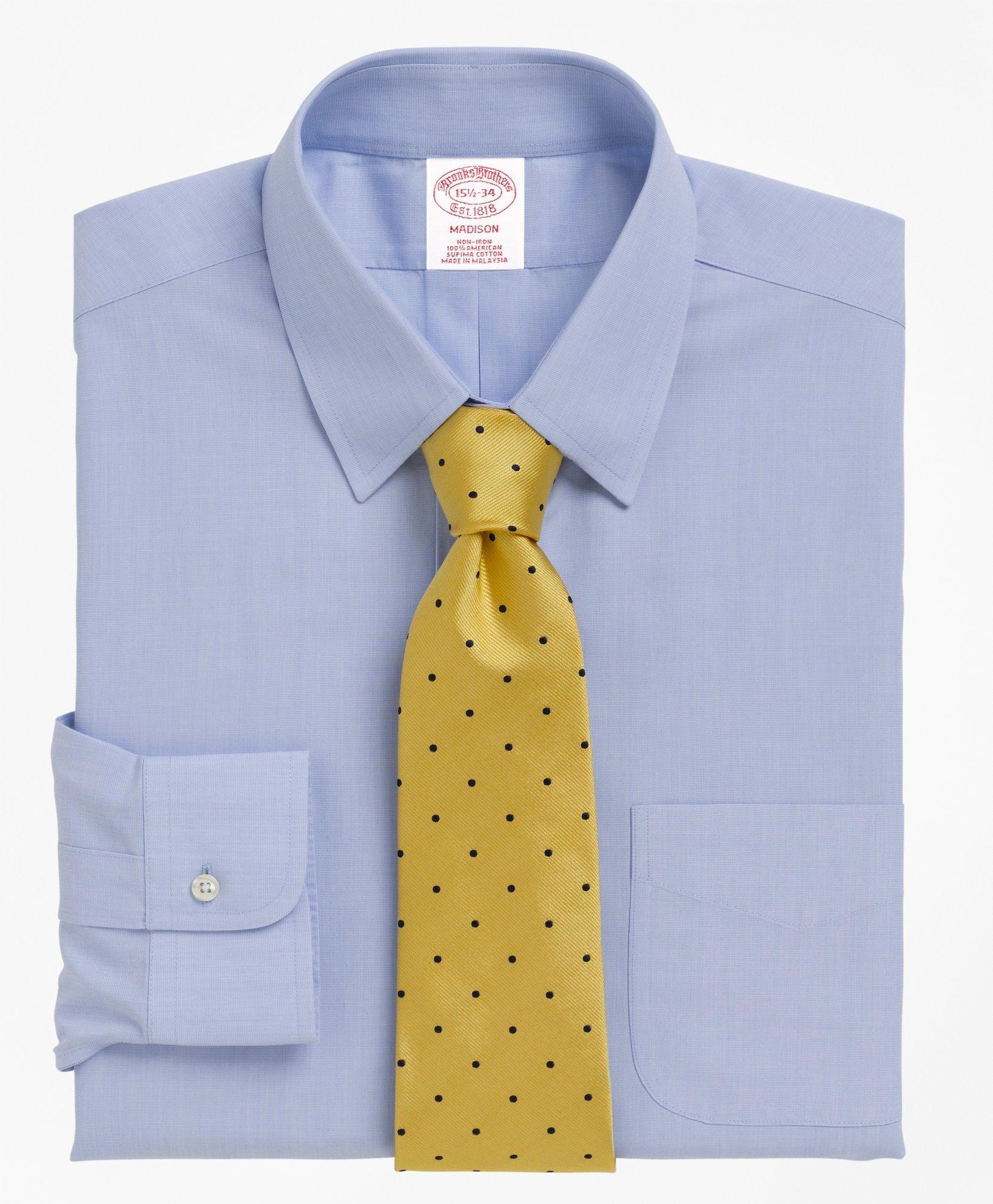Brooks Brothers Madison Relaxed-fit Dress Shirt, Non-iron Tab Collar | Light Blue | Size 14½ 34