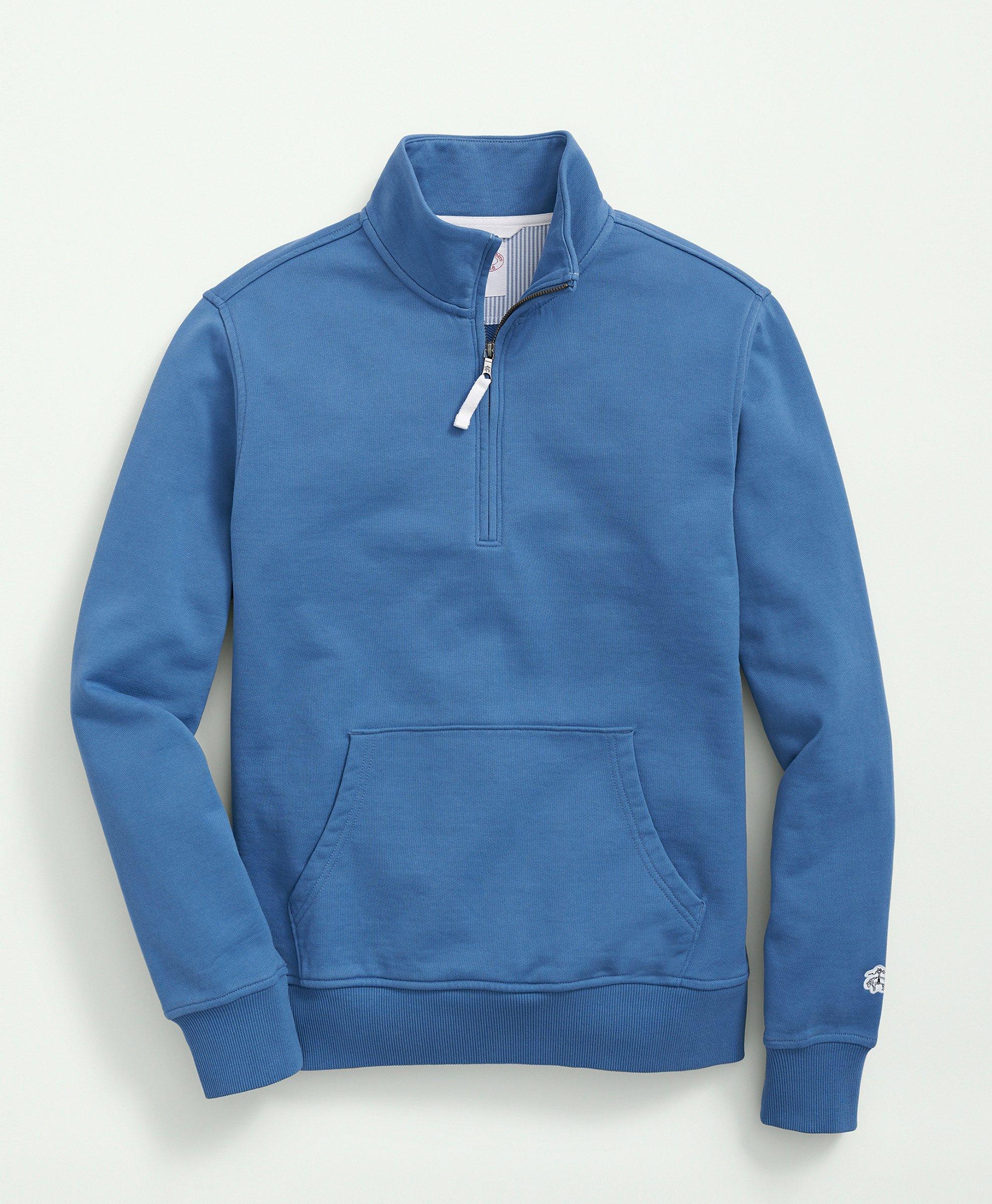 Brooks Brothers Cotton French Terry Half-zip Sweatshirt | Blue | Size Xs