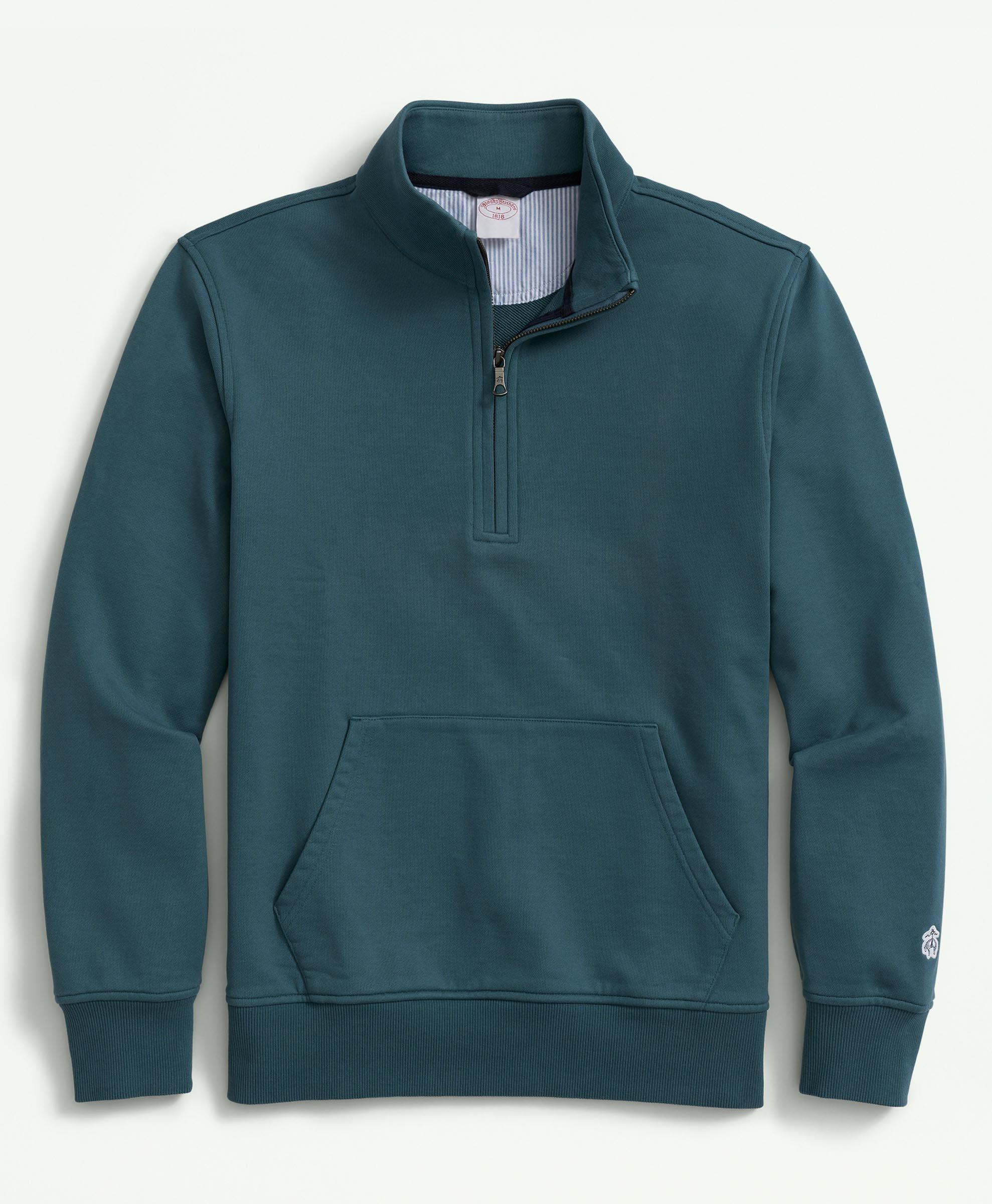 Brooks Brothers Cotton French Terry Half-zip Sweatshirt | Dark Green | Size Xs