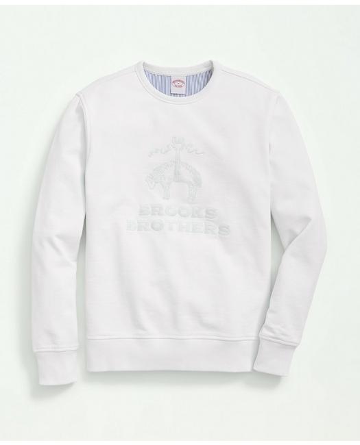 Brooks Brothers Cotton French Terry Golden Fleece Embroidered Sweatshirt | White | Size Large