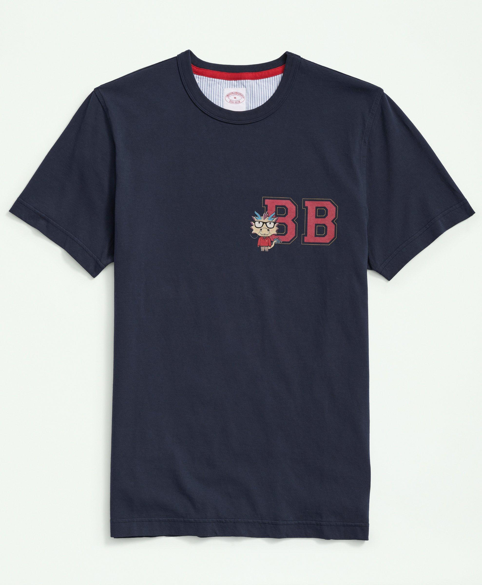 Brooks Brothers Cotton Lunar New Year Graphic T-shirt | Navy | Size Xs