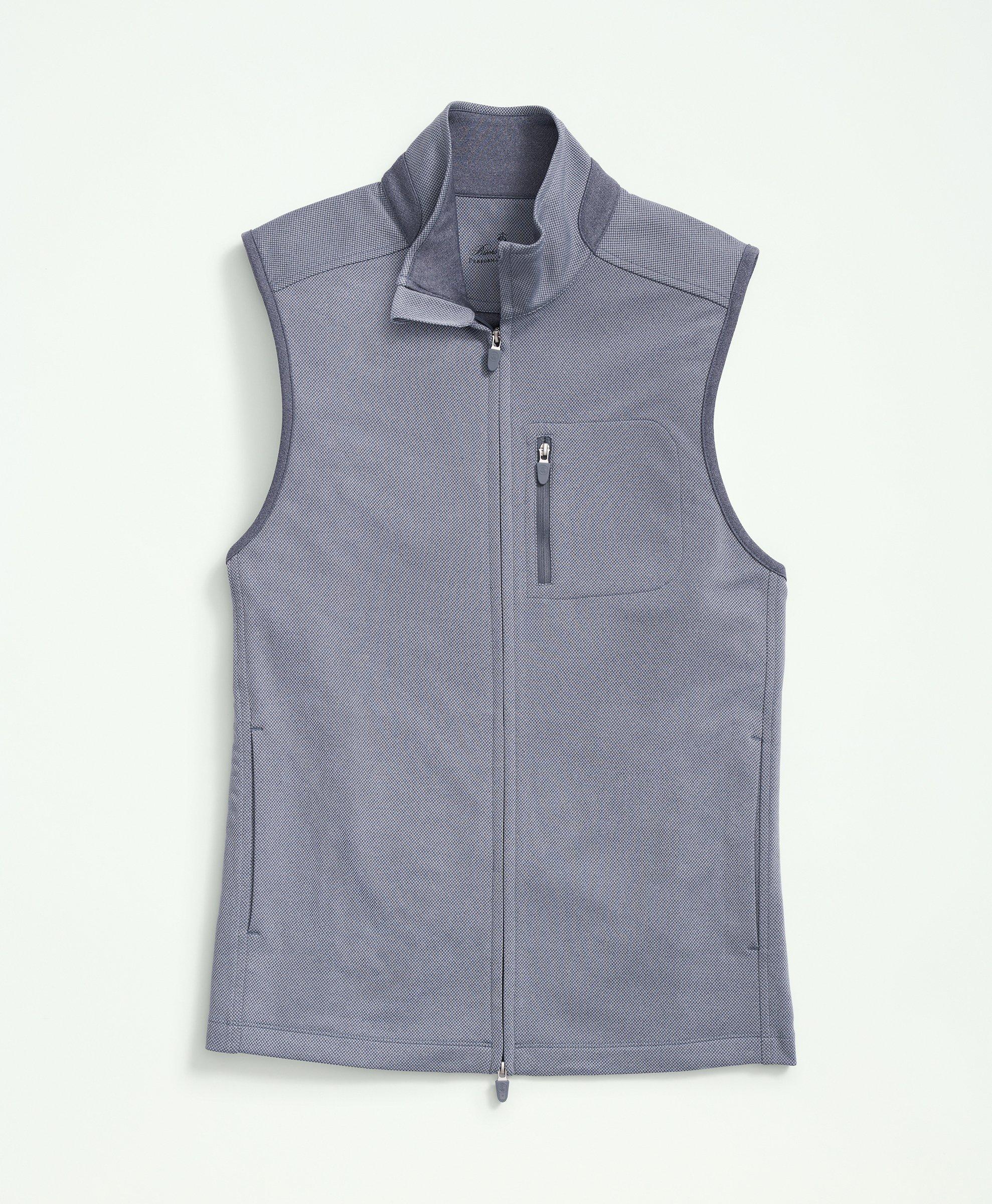 Shop Brooks Brothers Performance Series Full-zip Pique Vest | Blue | Size Small