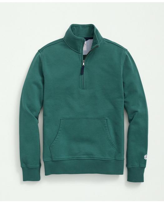 Brooks Brothers Cotton French Terry Half-zip Sweatshirt | Green | Size Large