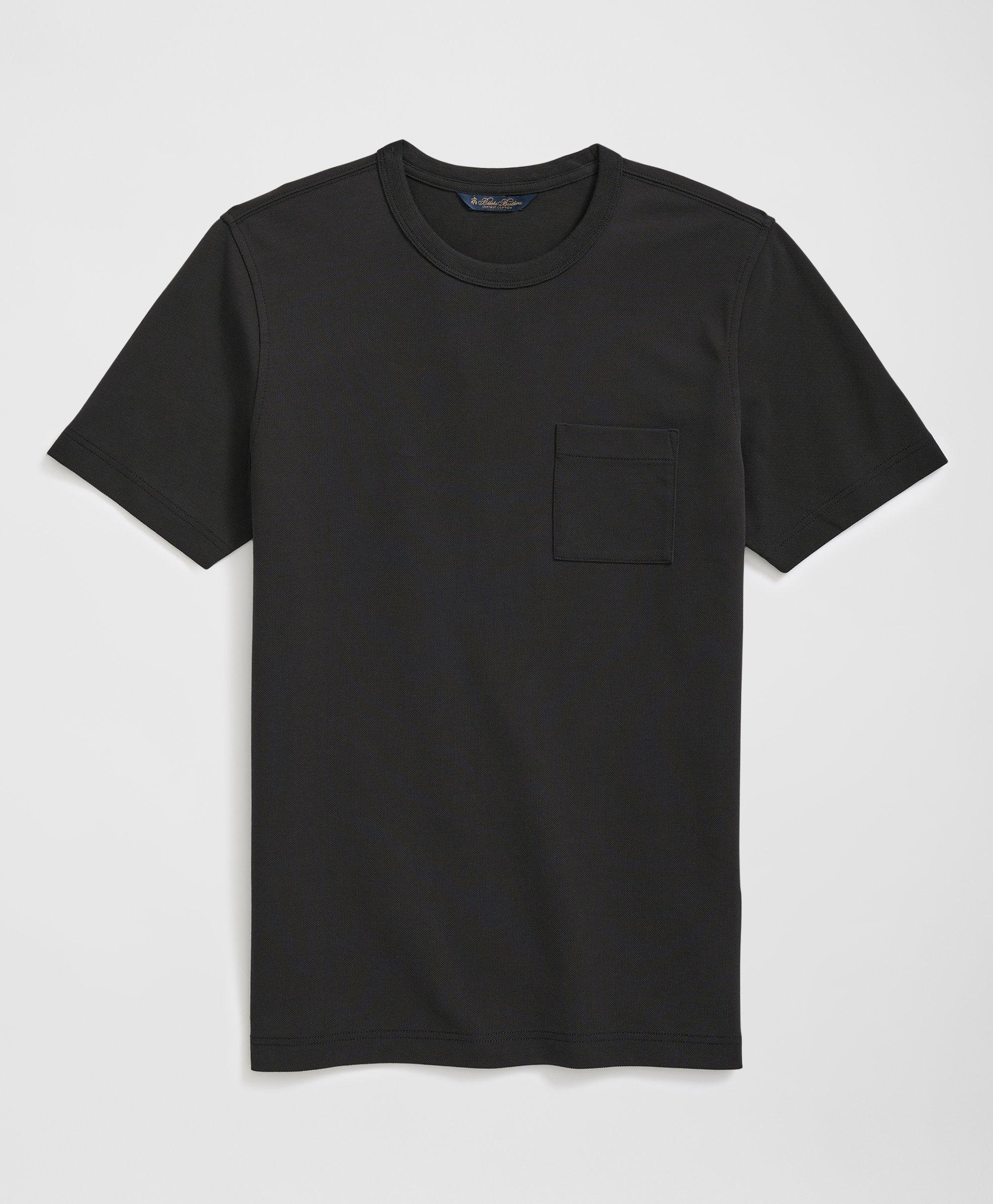 Brooks Brothers Pique T-shirt In Garment-washed Supima Cotton In Black