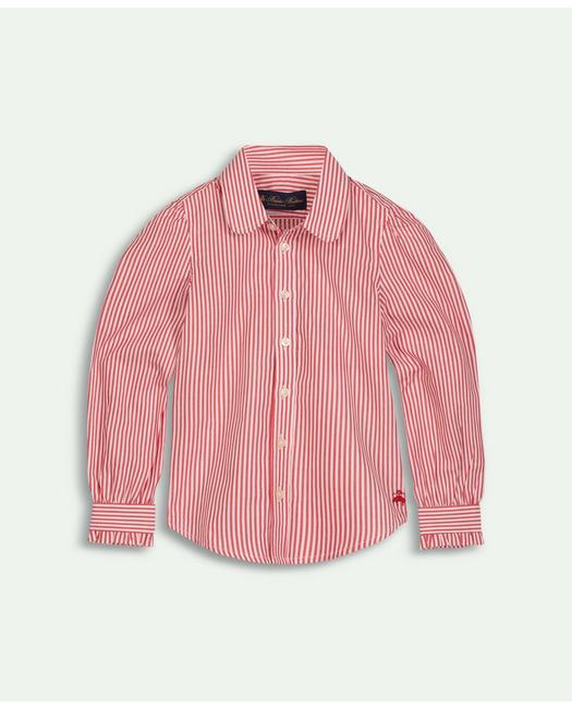 Brooks Brothers Kids'  Girls Cotton Striped Shirt | Red | Size 8