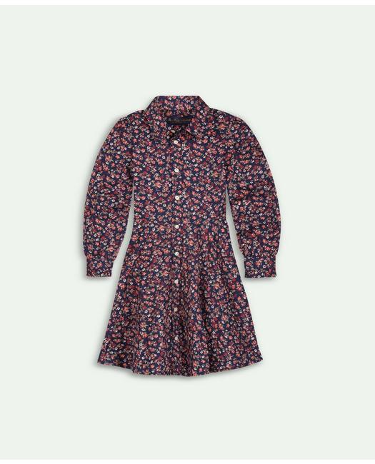Brooks Brothers Kids'  Girls Cotton Floral Long Sleeve Dress | Pink | Size 6