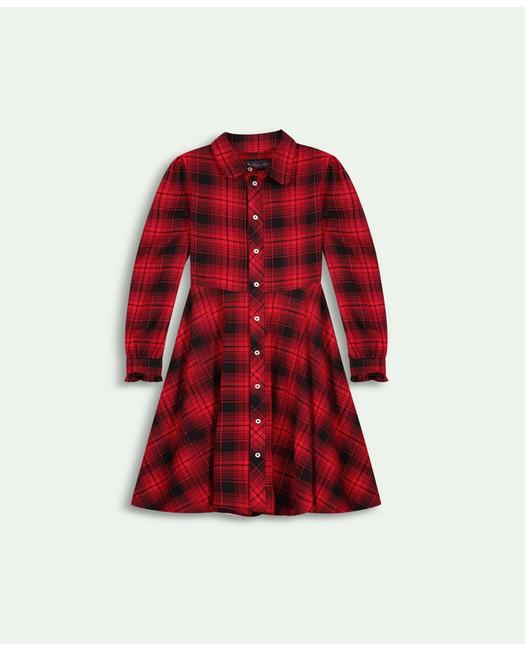 Brooks Brothers Kids'  Girls Cotton Flannel Shirt Dress | Red | Size 8
