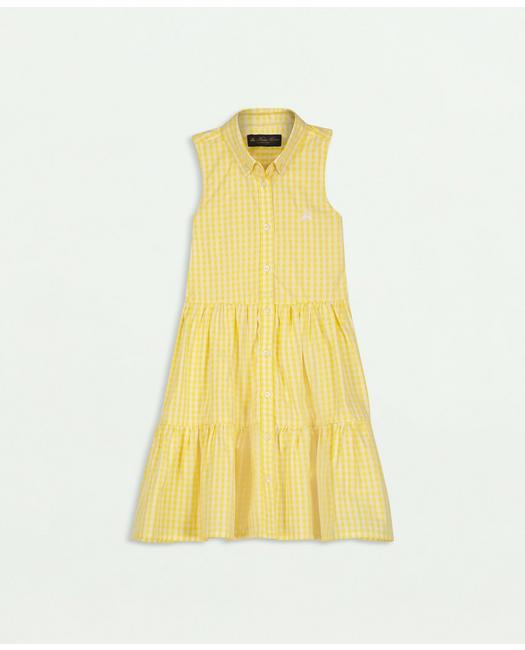 Brooks Brothers Kids'  Girls Gingham Sleeveless Shirt Dress | Medium Yellow | Size 12