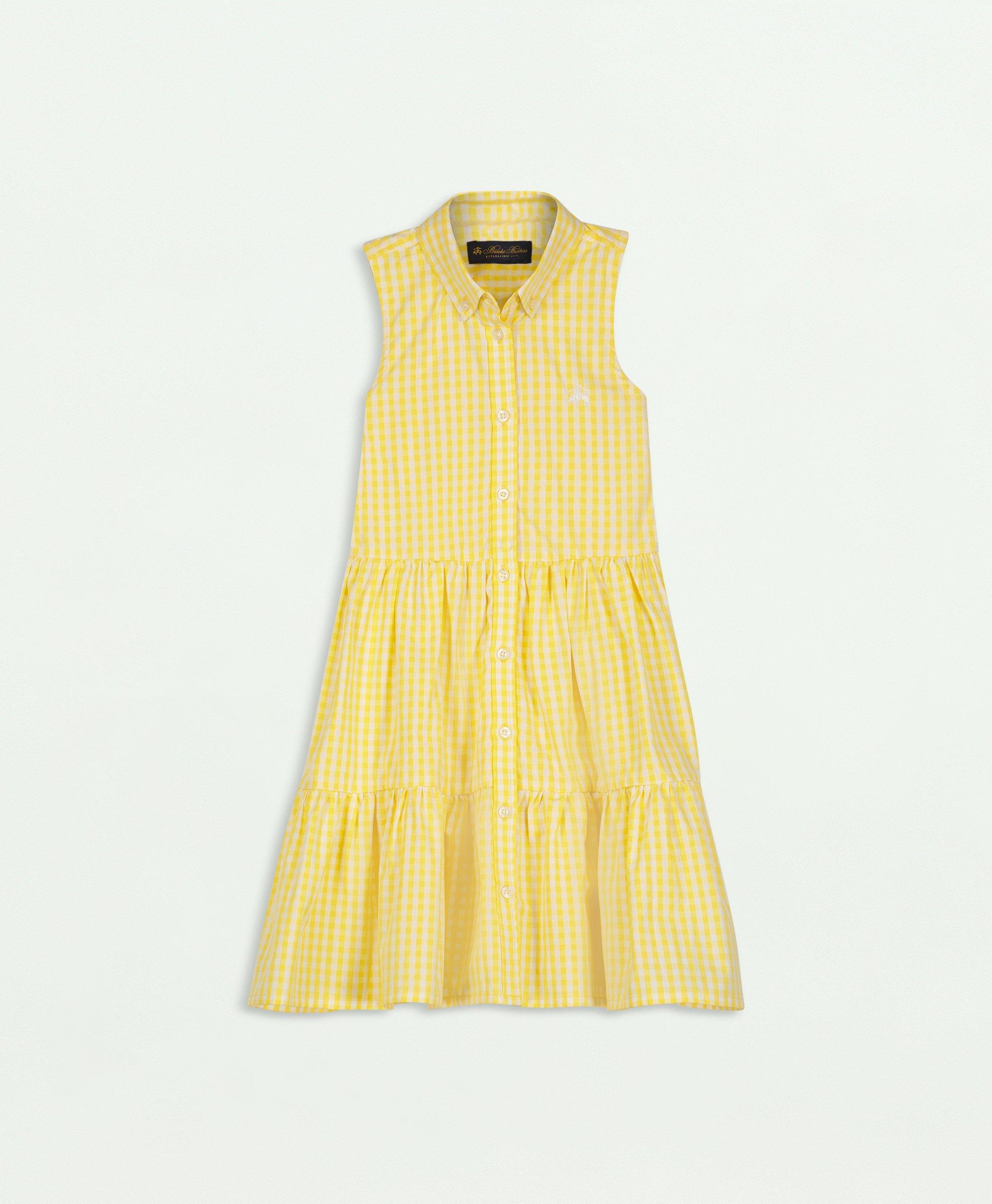 Brooks Brothers Kids'  Girls Gingham Sleeveless Shirt Dress | Medium Yellow | Size 12