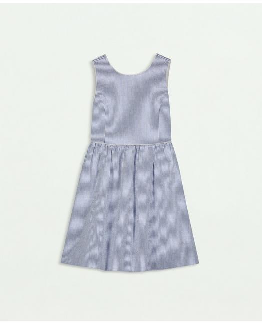 Brooks Brothers Kids'  Girls Seersucker Sleeveless Dress | Light Blue | Size 12