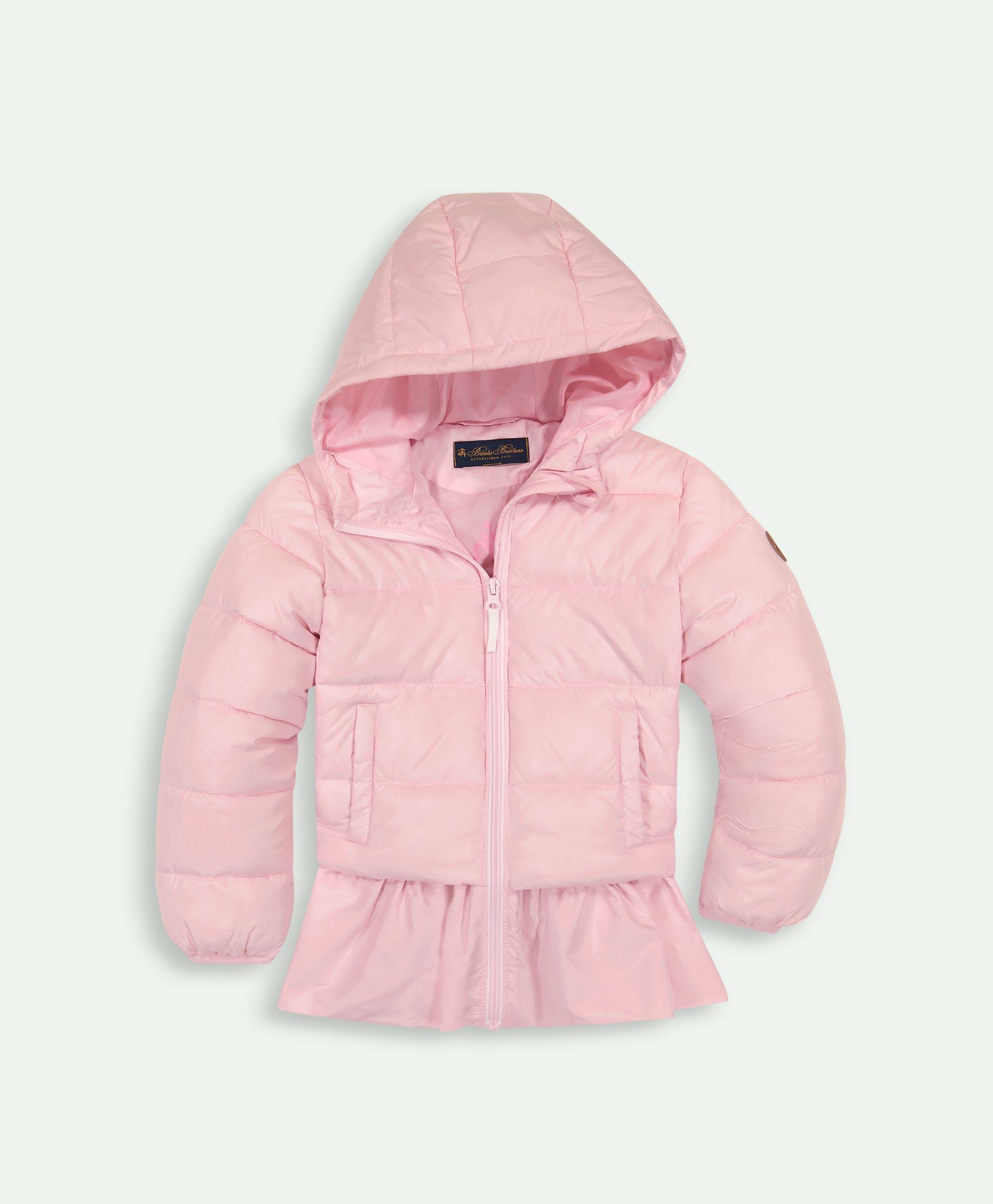 Brooks Brothers Kids'  Girls Ruffle Puffer Jacket | Pink | Size 10