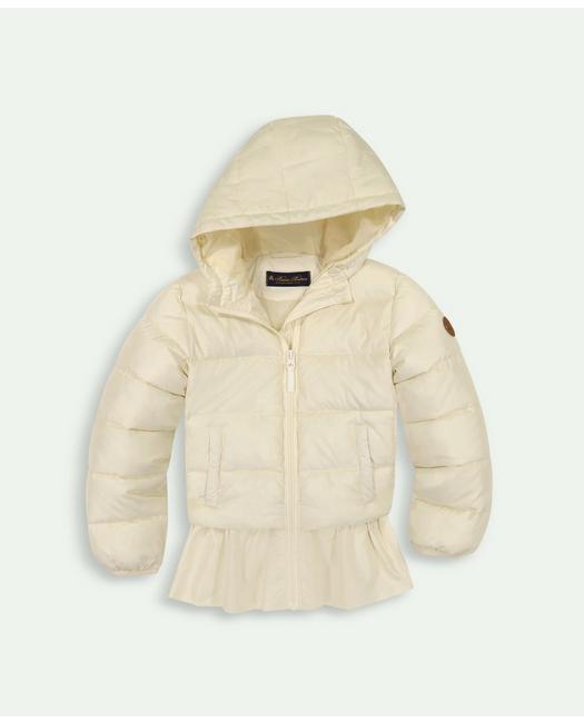 Brooks Brothers Kids'  Girls Ruffle Puffer Jacket | White | Size 10