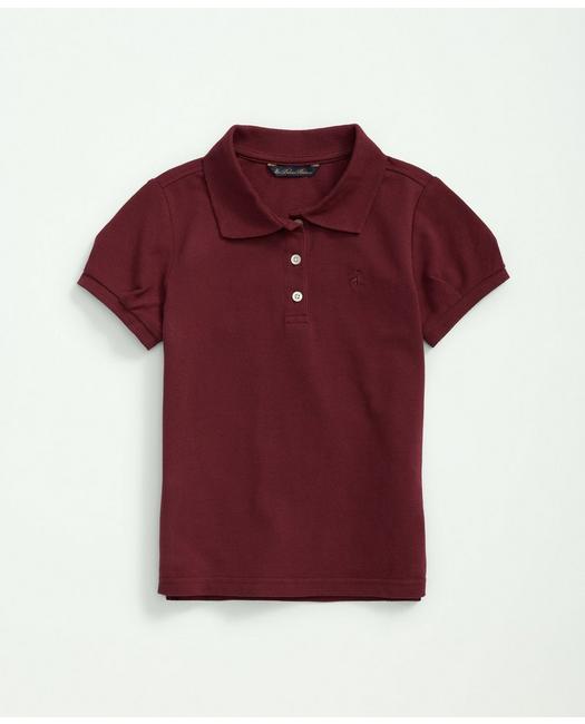Brooks Brothers Kids'  Girls Cotton Pique Polo Shirt | Burgundy | Size 10
