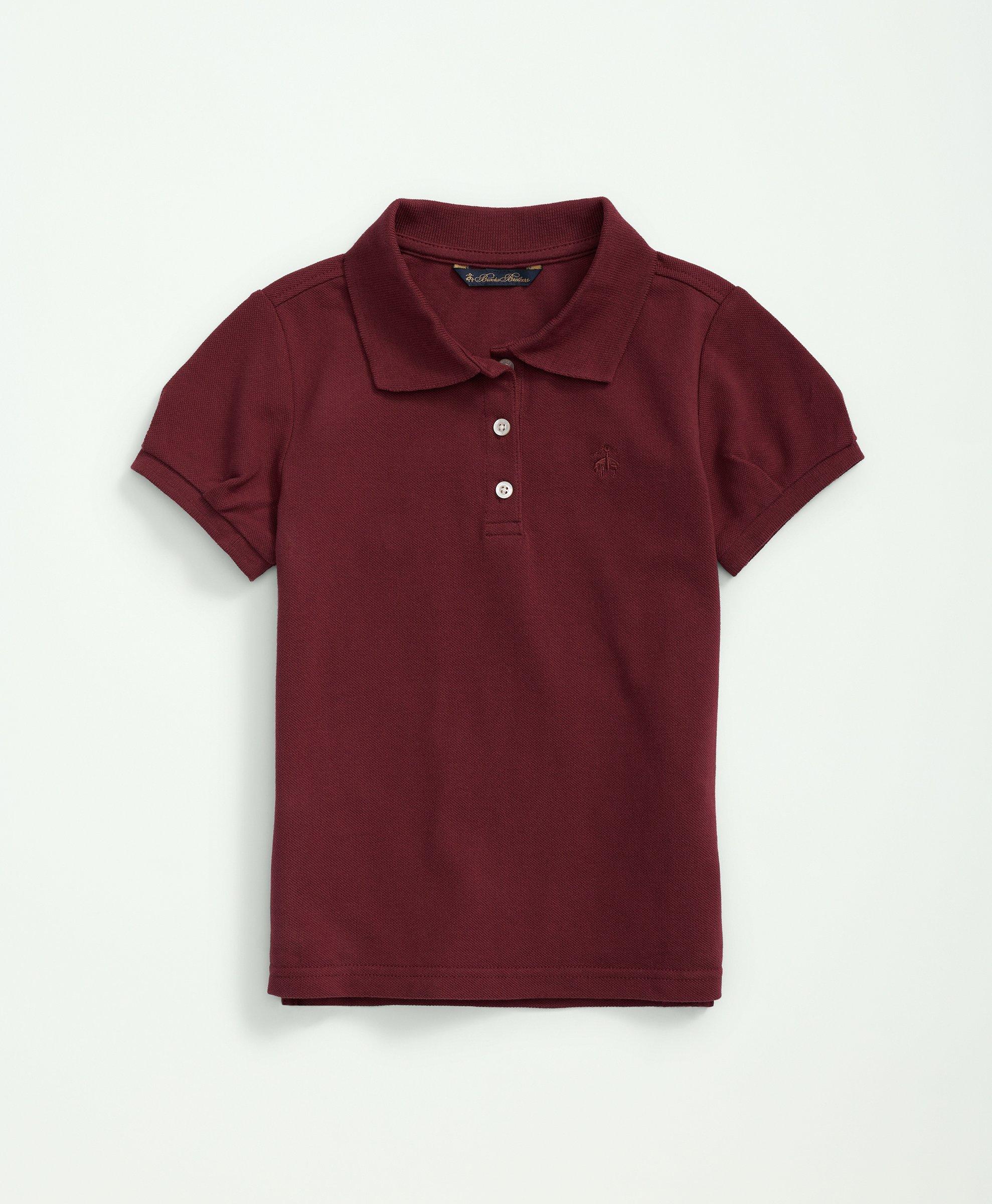Brooks Brothers Kids'  Girls Cotton Pique Polo Shirt | Burgundy | Size 4