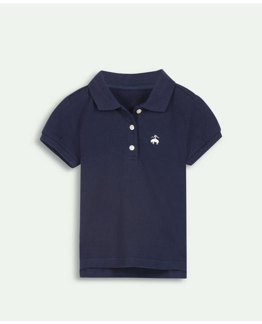 Brooks Brothers Kids'  Girls Cotton Pique Polo Shirt | Navy | Size 6