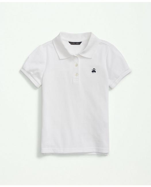 Brooks Brothers Kids'  Girls Cotton Pique Polo Shirt | White | Size 6