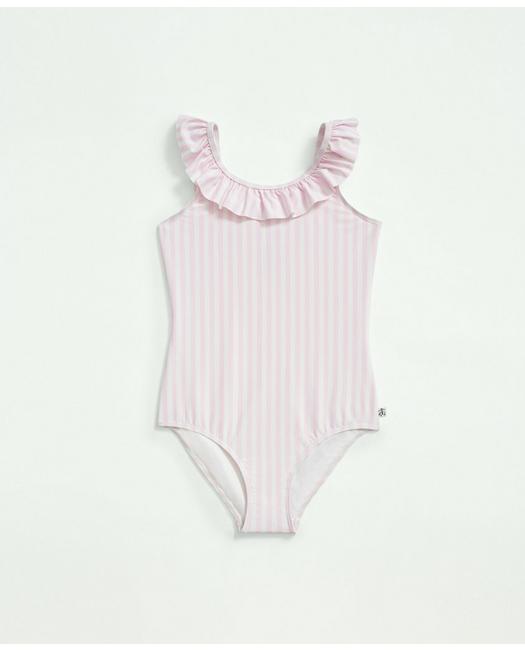 Brooks Brothers Kids'  Girls Striped Swimsuit | Pink | Size 10