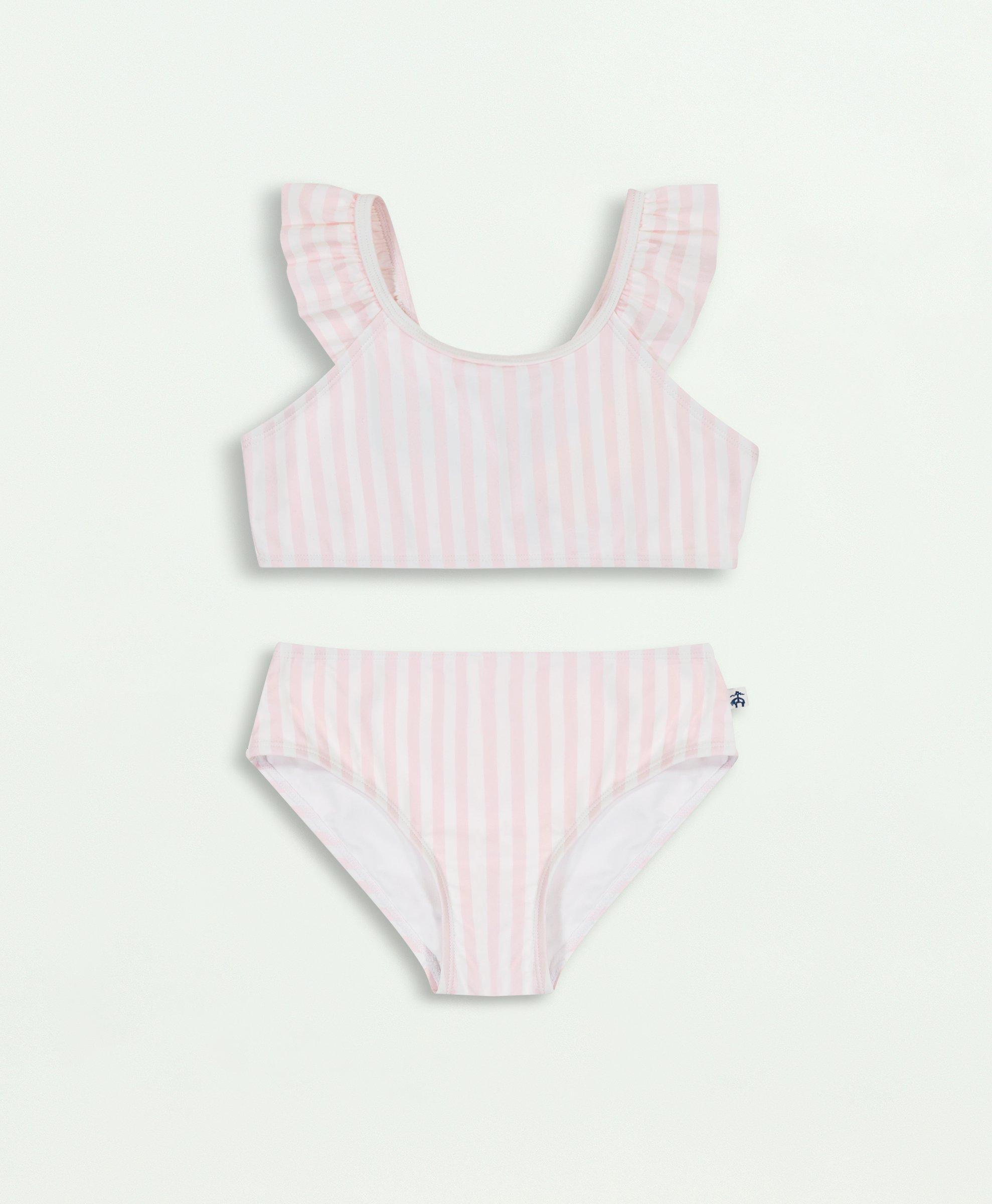 Brooks Brothers Kids'  Girls Two Piece Ruffle Strap Bathing Suit | Light Pink | Size 10