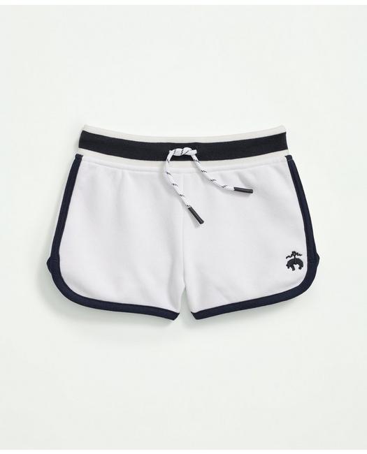 Brooks Brothers Kids'  Girls Cotton Fleece Shorts | White | Size 8