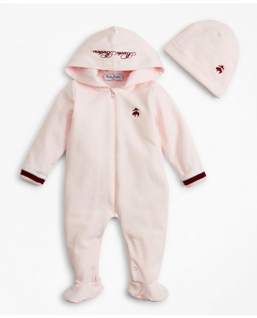 Brooks Brothers Babies'  Girls Hooded Footie & Hat Set - 6 Months | Pink