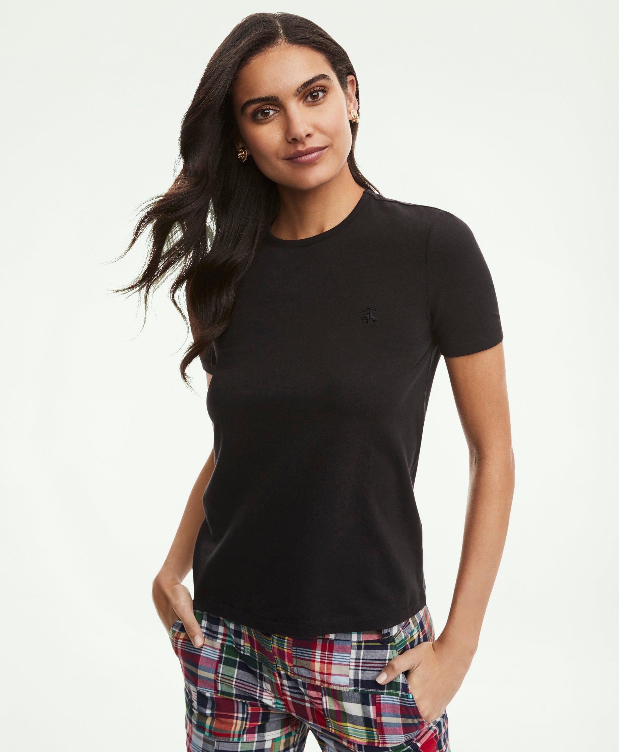 Brooks Brothers Cotton Jersey Crewneck T-shirt In Black