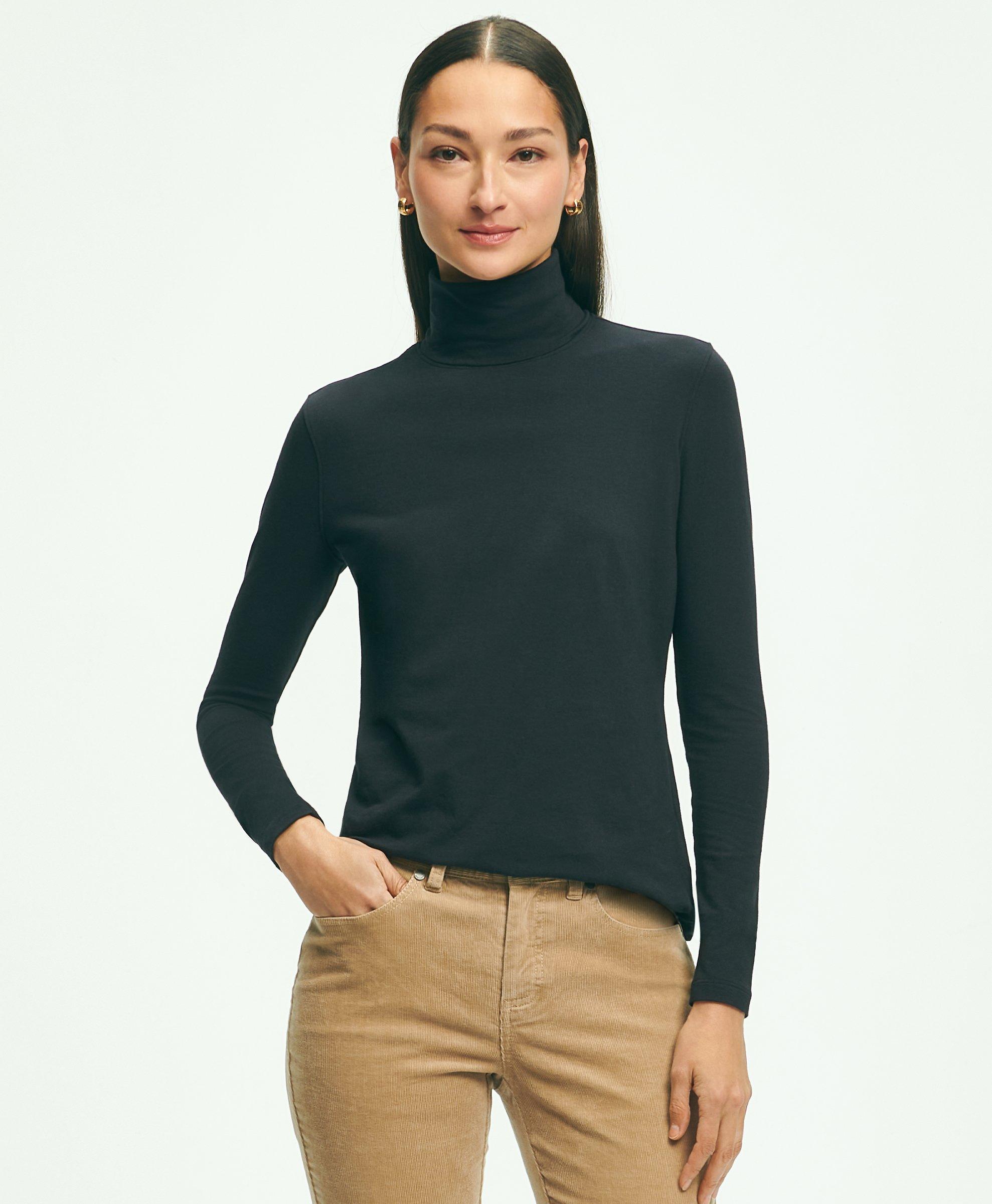 Brooks Brothers Cotton Modal Turtleneck Shirt | Black | Size Large