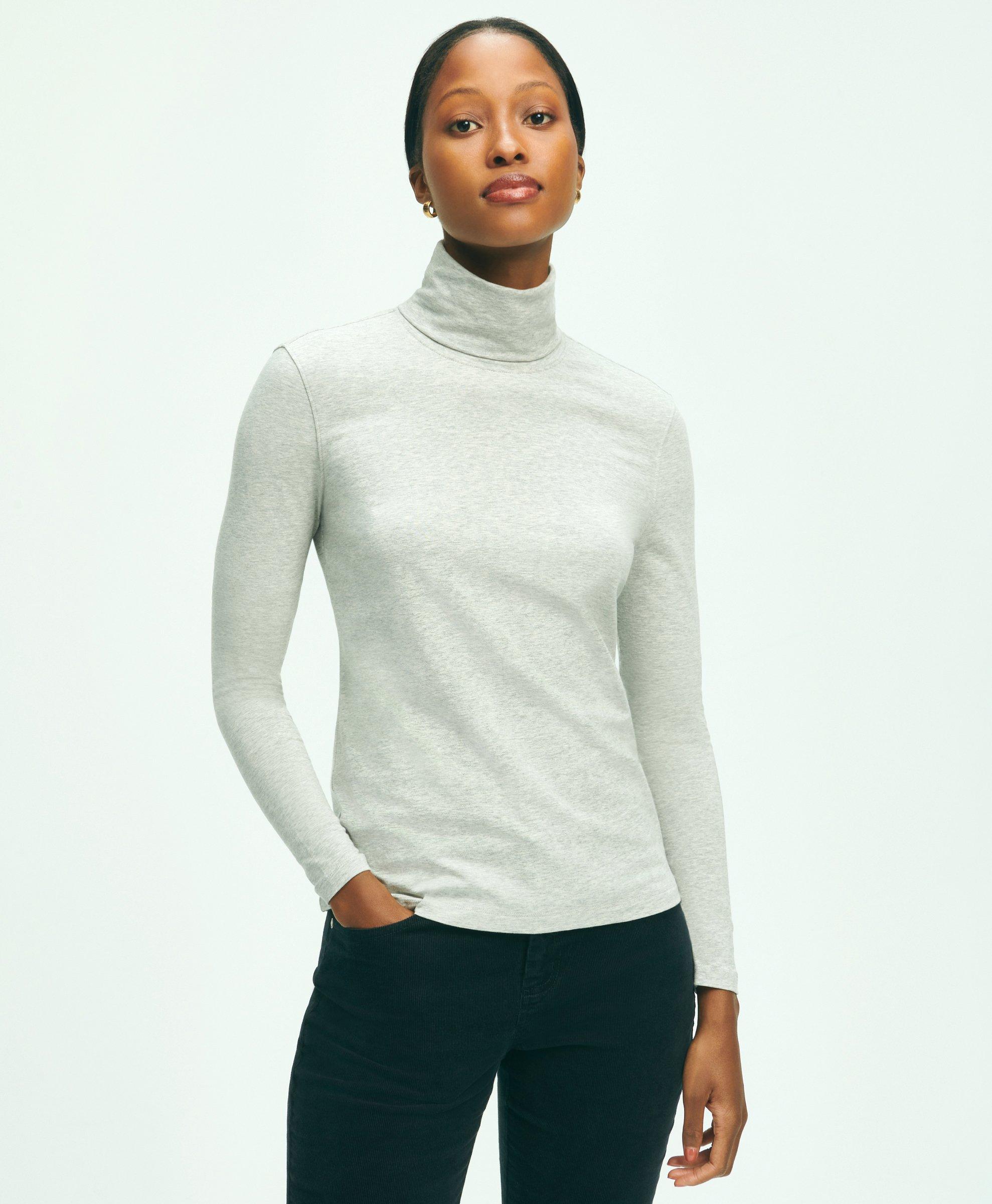 Brooks Brothers Cotton Modal Turtleneck Shirt | Grey | Size Xl