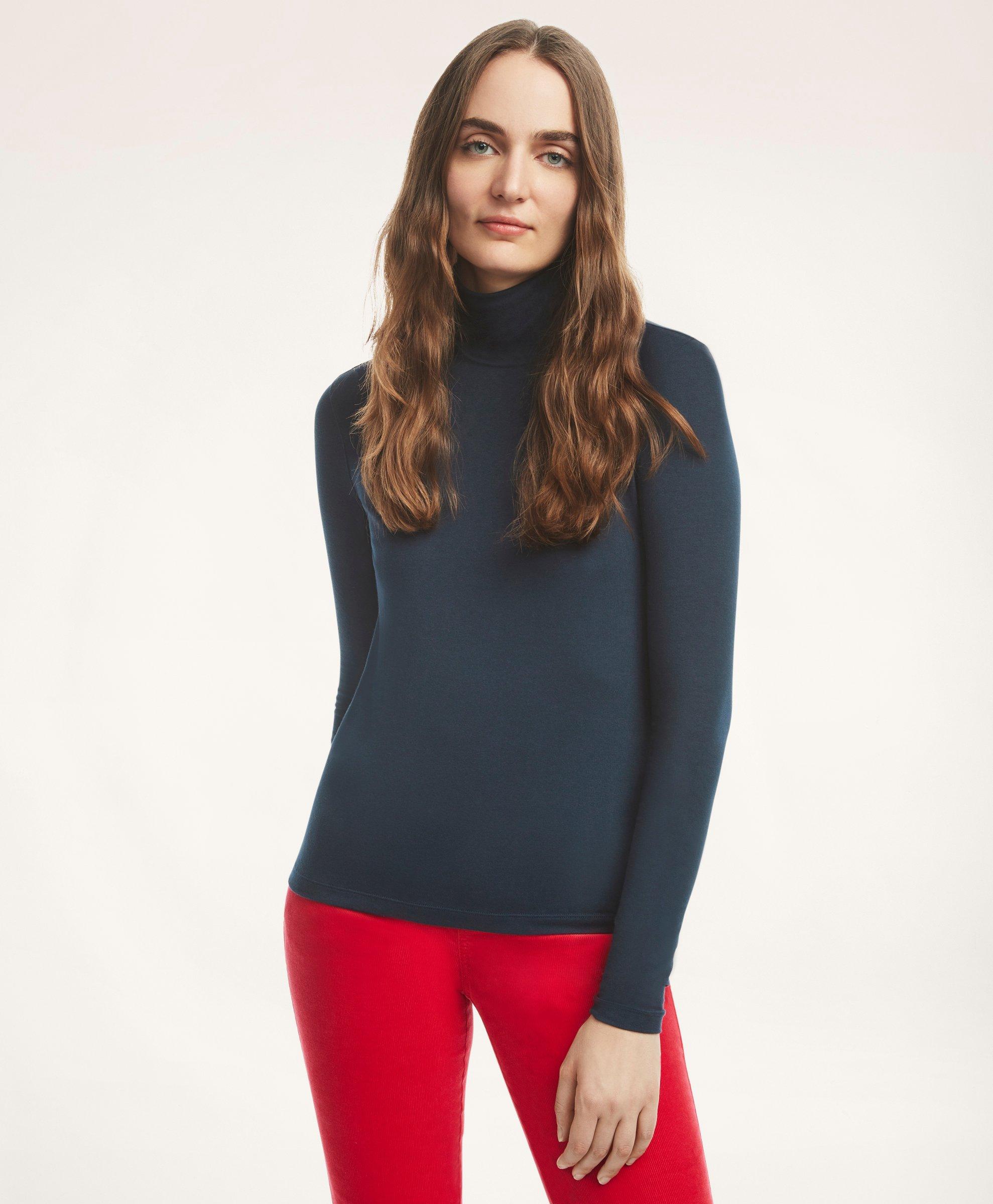 Brooks Brothers Cotton Modal Turtleneck Shirt In Navy