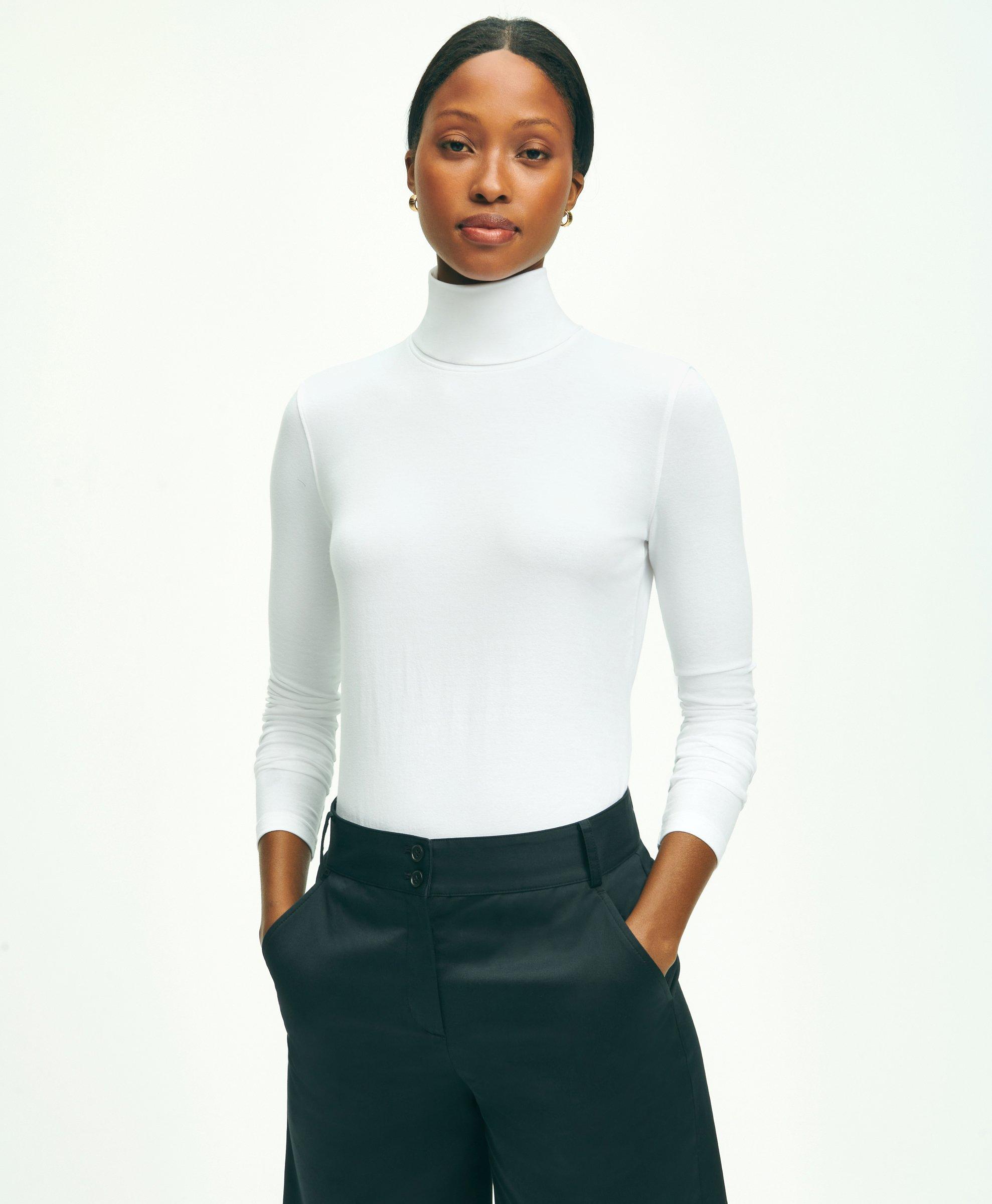 Brooks Brothers Cotton Modal Turtleneck Shirt In White